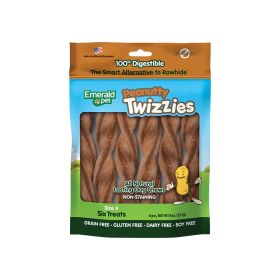 Emerald Pet Peanutty Twizzies Dog Treat Peanut Butter (Option: 1ea/6 in, 6 pk, 8 oz)