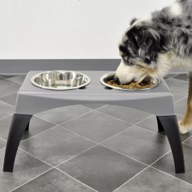 Bergan Stormcloud Elevated Feeder 2 Dog Bowl Black/Grey (Option: 1ea/XL)