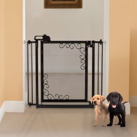 One-Touch Metal Mesh Pet Gate (Option: Black)