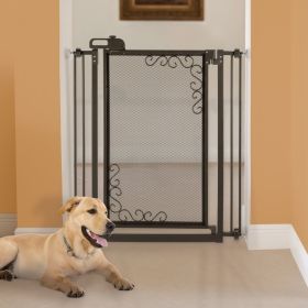 Tall One-Touch Metal Mesh Pet Gate (Option: Black)