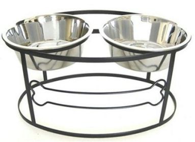Bone Raised Double Dog Bowl (Option: Small/Black)