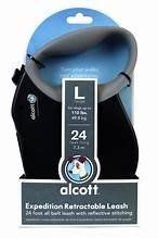 Alcott Adventure Retractable Belt Leash Black (Option: Large16Ft)